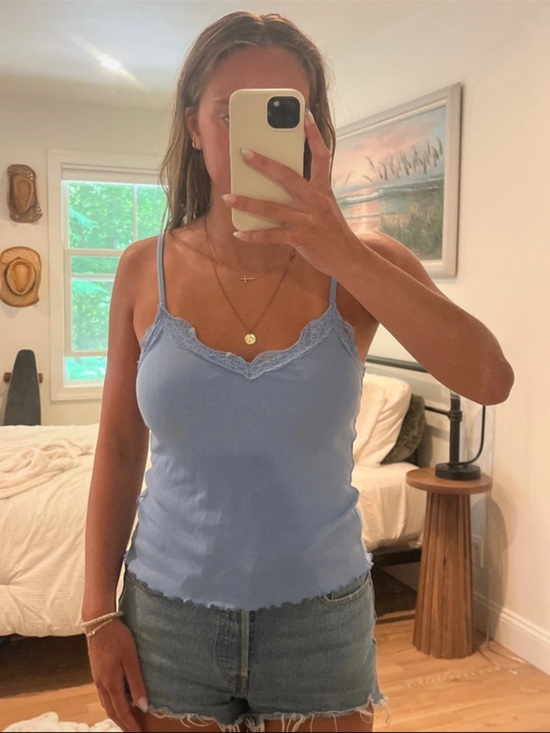Old Navy Tops - Old Navy Light Blue Lace-Trim Ribbed Cami